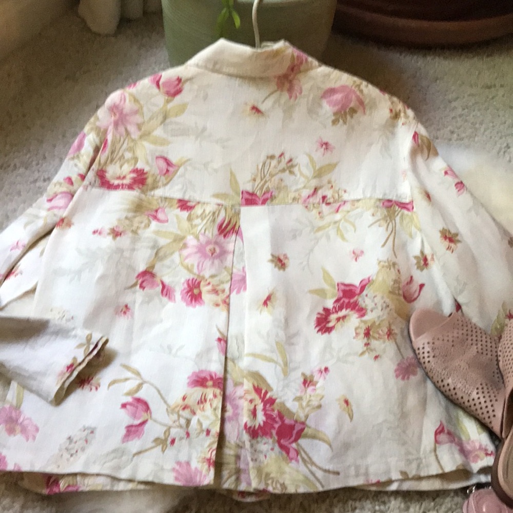 Linen Floral Poet’s Shirt Jacket - Picture 2 of 10